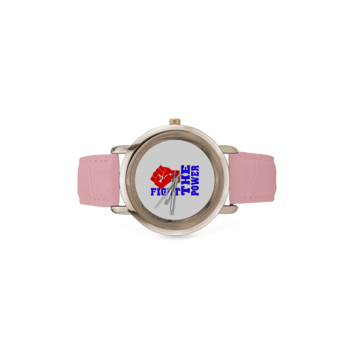 FIGHT THE POWER Women's Rose Gold Leather Strap Watch(Model 201)