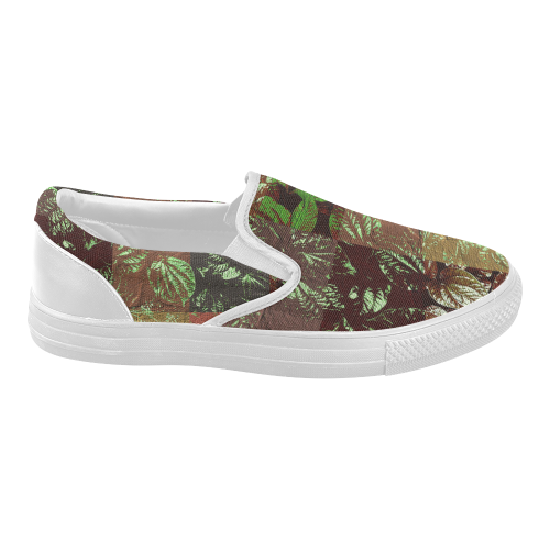 Foliage Patchwork #4 - Jera Nour Women's Slip-on Canvas Shoes (Model 019)