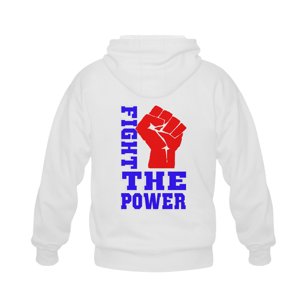 FIGHT THE POWER Gildan Full Zip Hooded Sweatshirt (Model H02)