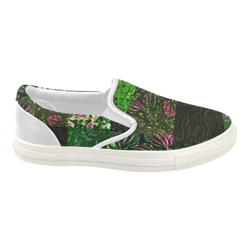Foliage Patchwork #1 - Jera Nour Women's Slip-on Canvas Shoes (Model 019)