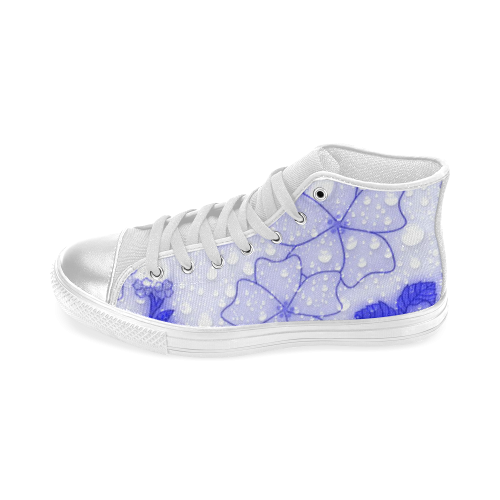 wet floral Pattern, blue Women's Classic High Top Canvas Shoes (Model 017)