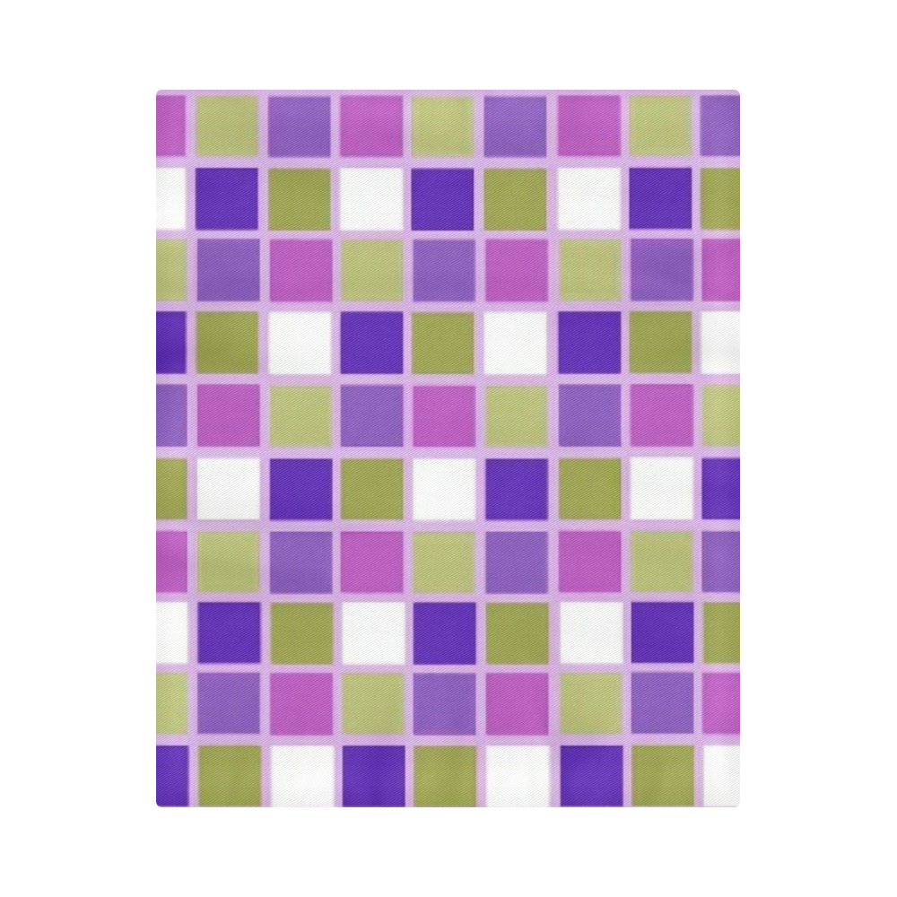 Harlequin Sage Green Lavender Purple Color Tiles Duvet Cover 86"x70" ( All-over-print)