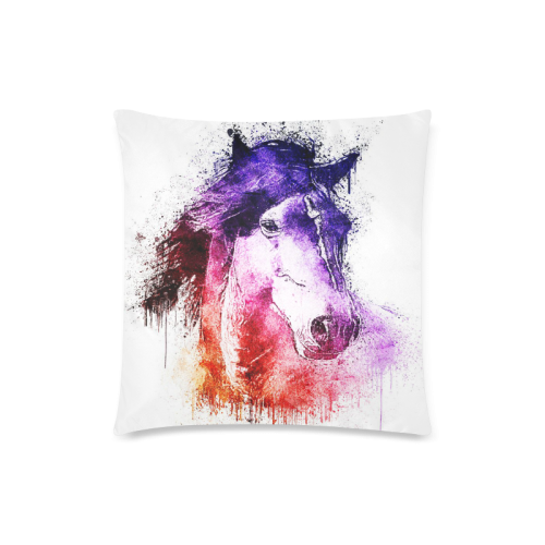 watercolor horse Custom Zippered Pillow Case 18"x18" (one side)