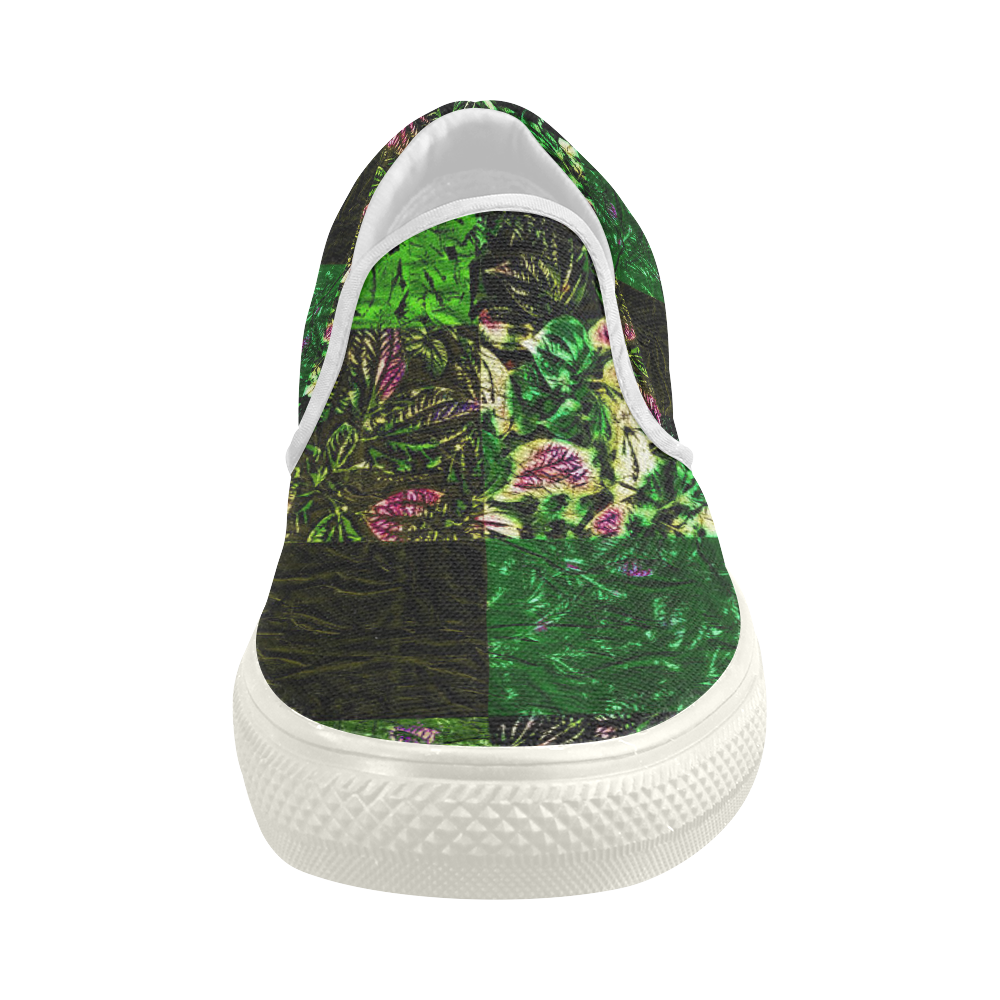 Foliage Patchwork #1 - Jera Nour Women's Slip-on Canvas Shoes (Model 019)