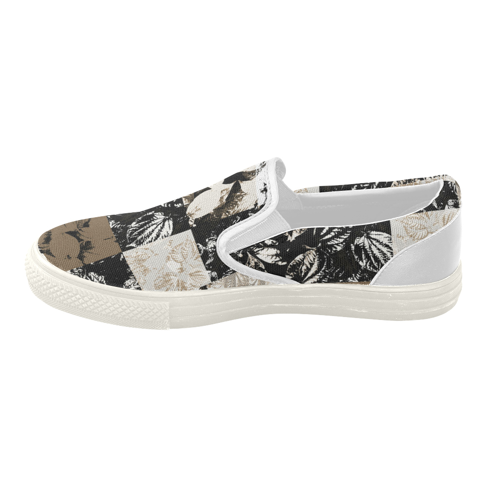 Foliage Patchwork #8 - Jera Nour Women's Slip-on Canvas Shoes (Model 019)