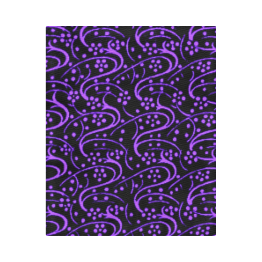 Vintage Swirl Floral Purple Black Duvet Cover 86"x70" ( All-over-print)