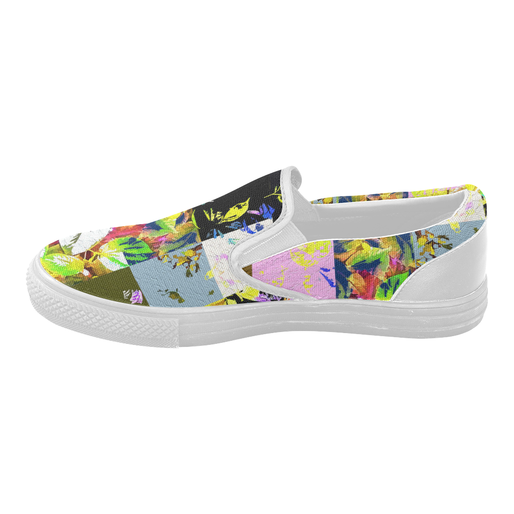 Foliage Patchwork #3 - Jera Nour Women's Slip-on Canvas Shoes (Model 019)