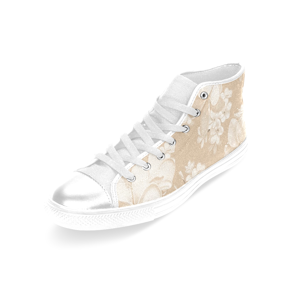 delicate floral pattern,softly Women's Classic High Top Canvas Shoes (Model 017)