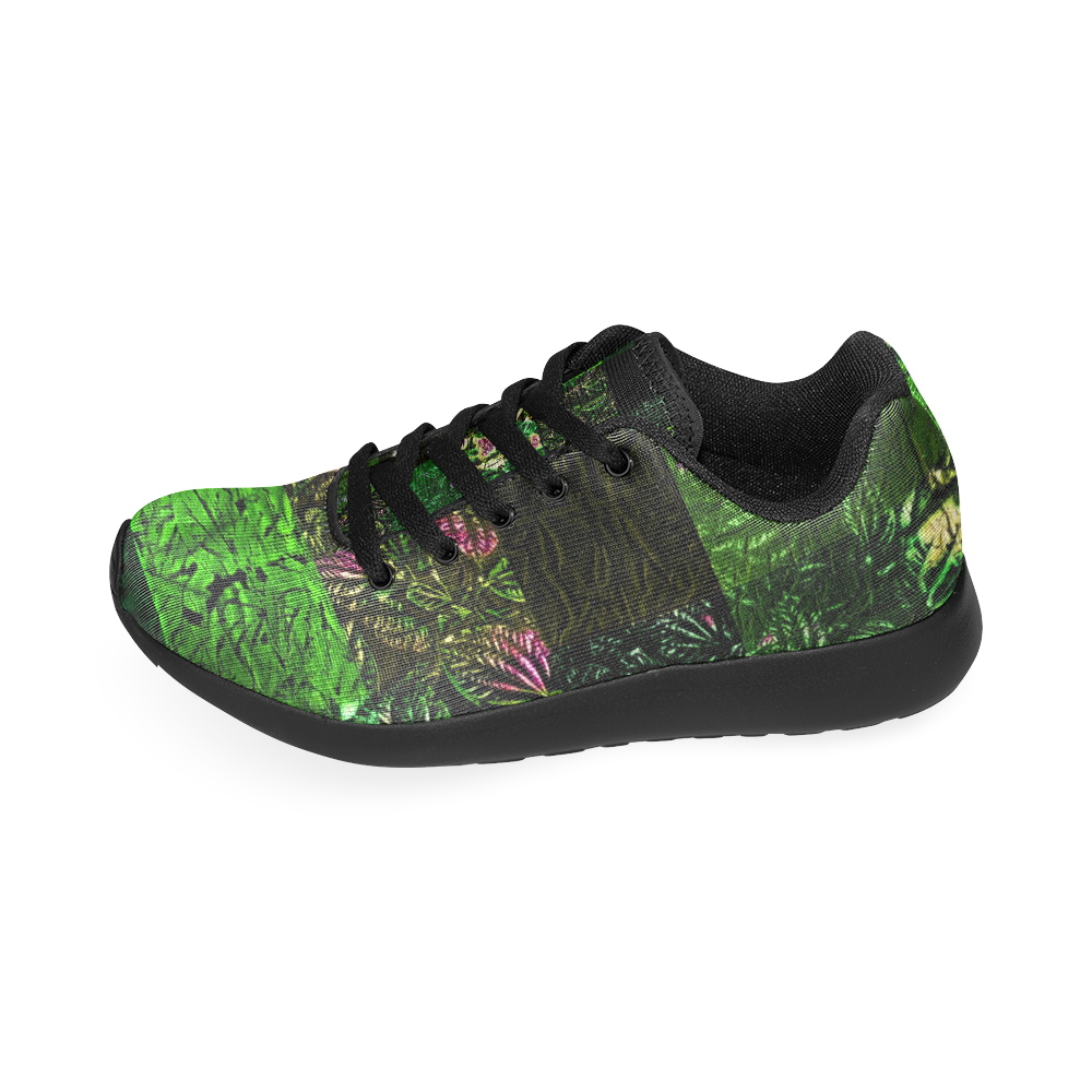 Foliage Patchwork #1 Black - Jera Nour Women’s Running Shoes (Model 020)