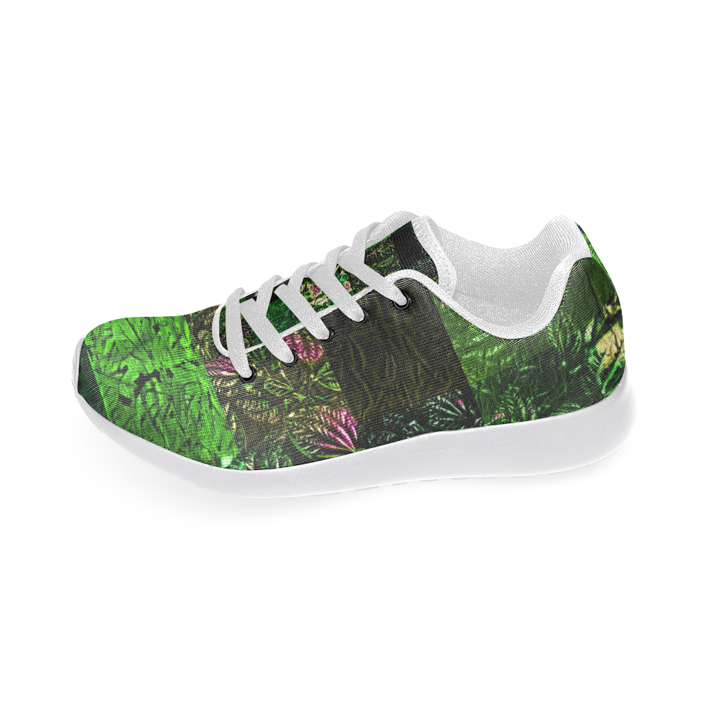 Foliage Patchwork #1 White - Jera Nour Women’s Running Shoes (Model 020)