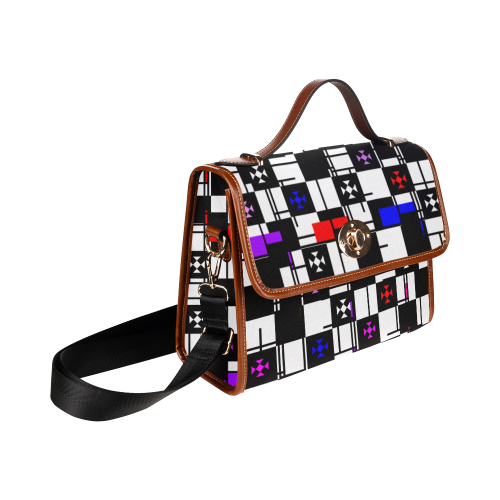 Squares,black,white Waterproof Canvas Bag/All Over Print (Model 1641 ...