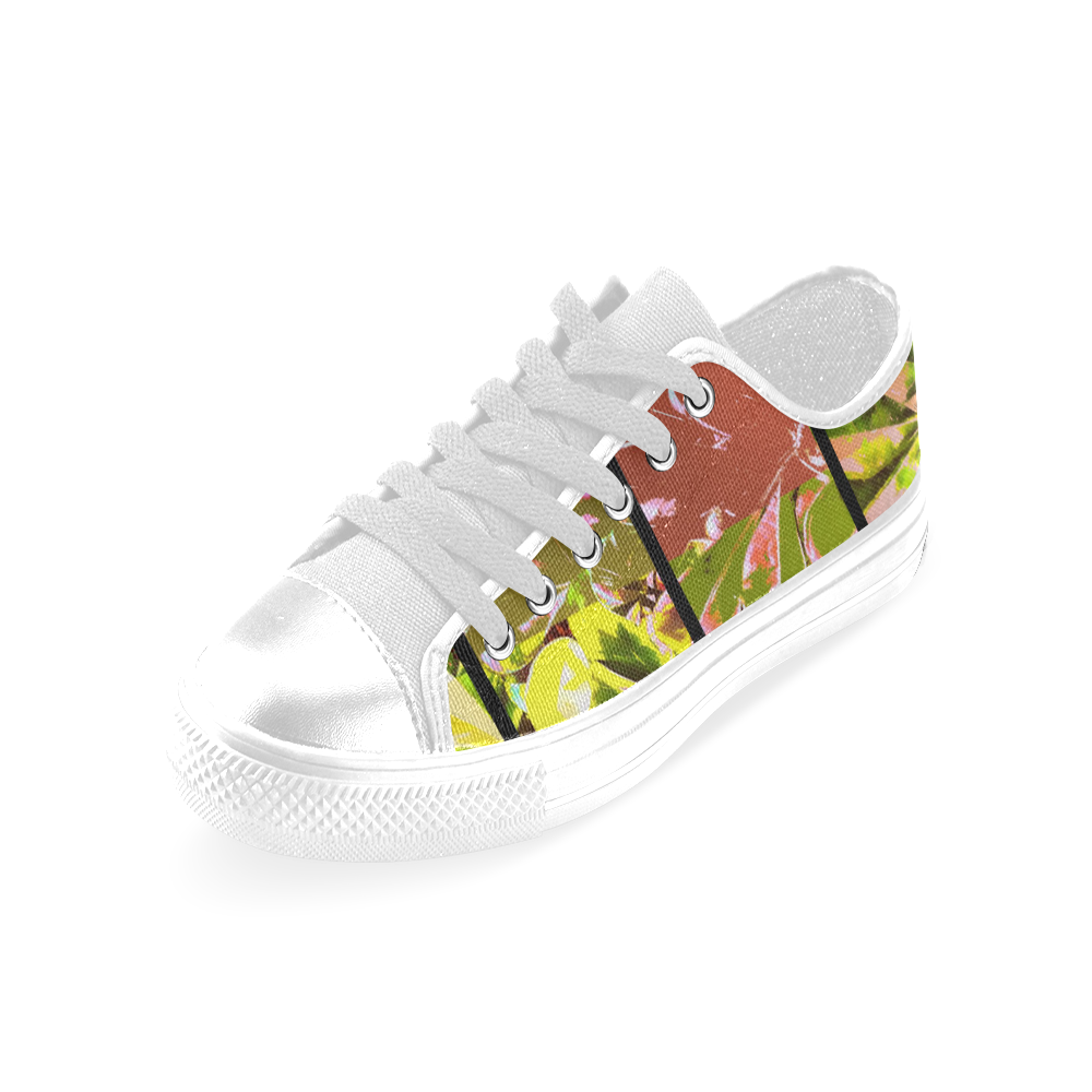 Foliage Patchwork #5 White Horizontal - Jera Nour Men's Classic Canvas Shoes (Model 018)