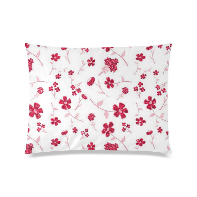 sweet sparkling floral, red Custom Zippered Pillow Case 20"x26"(Twin Sides)