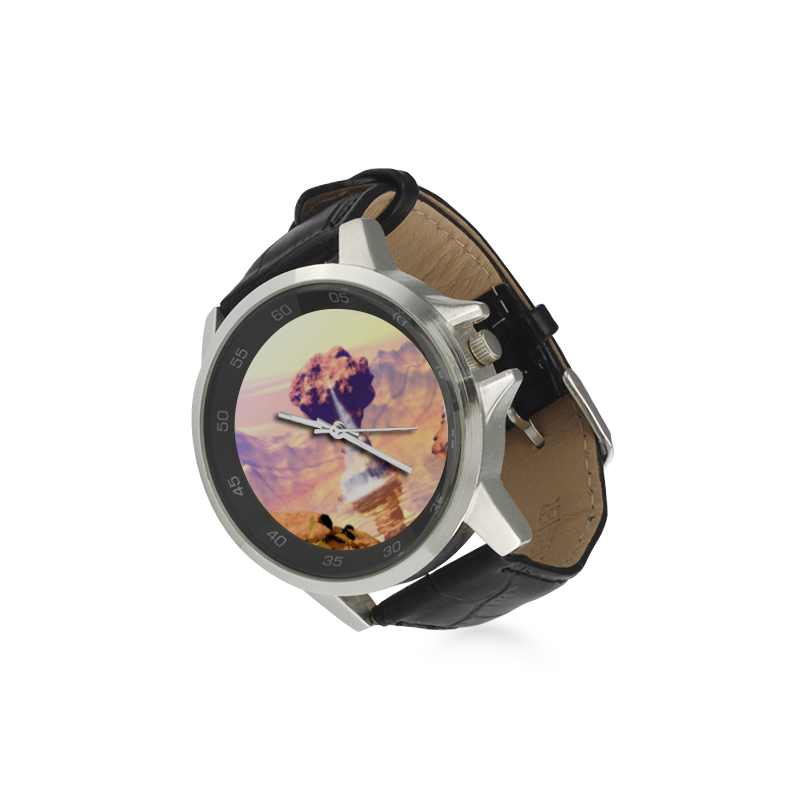 Fantasy landscape Unisex Stainless Steel Leather Strap Watch(Model 202)
