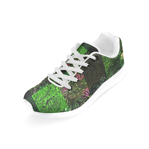 Foliage Patchwork #1 White - Jera Nour Women’s Running Shoes (Model 020)