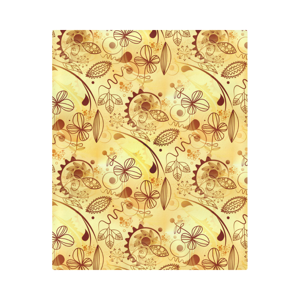 Gold Floral Doodle Duvet Cover 86"x70" ( All-over-print)