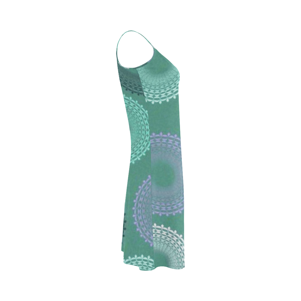 Teal Sea Foam Green Lace Doily Alcestis Slip Dress (Model D05)