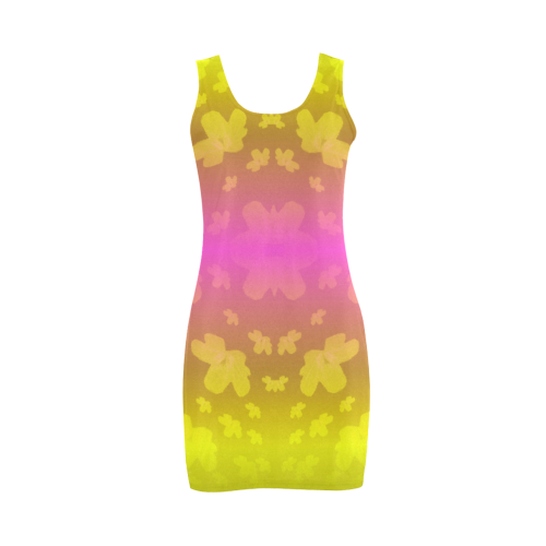 Pretty flowers in neon Medea Vest Dress (Model D06)