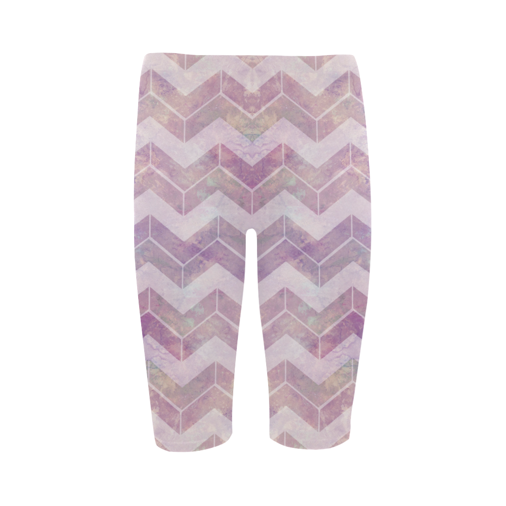 Chevron with watercolors Hestia Cropped Leggings (Model L03)