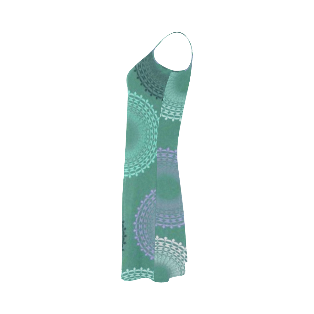 Teal Sea Foam Green Lace Doily Alcestis Slip Dress (Model D05)