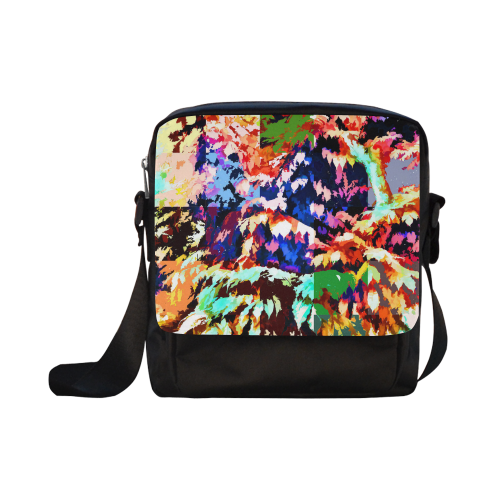 Foliage Patchwork #7 Black - Jera Nour Crossbody Nylon Bags (Model 1633)
