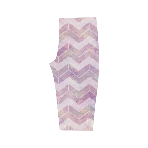 Chevron with watercolors Hestia Cropped Leggings (Model L03)