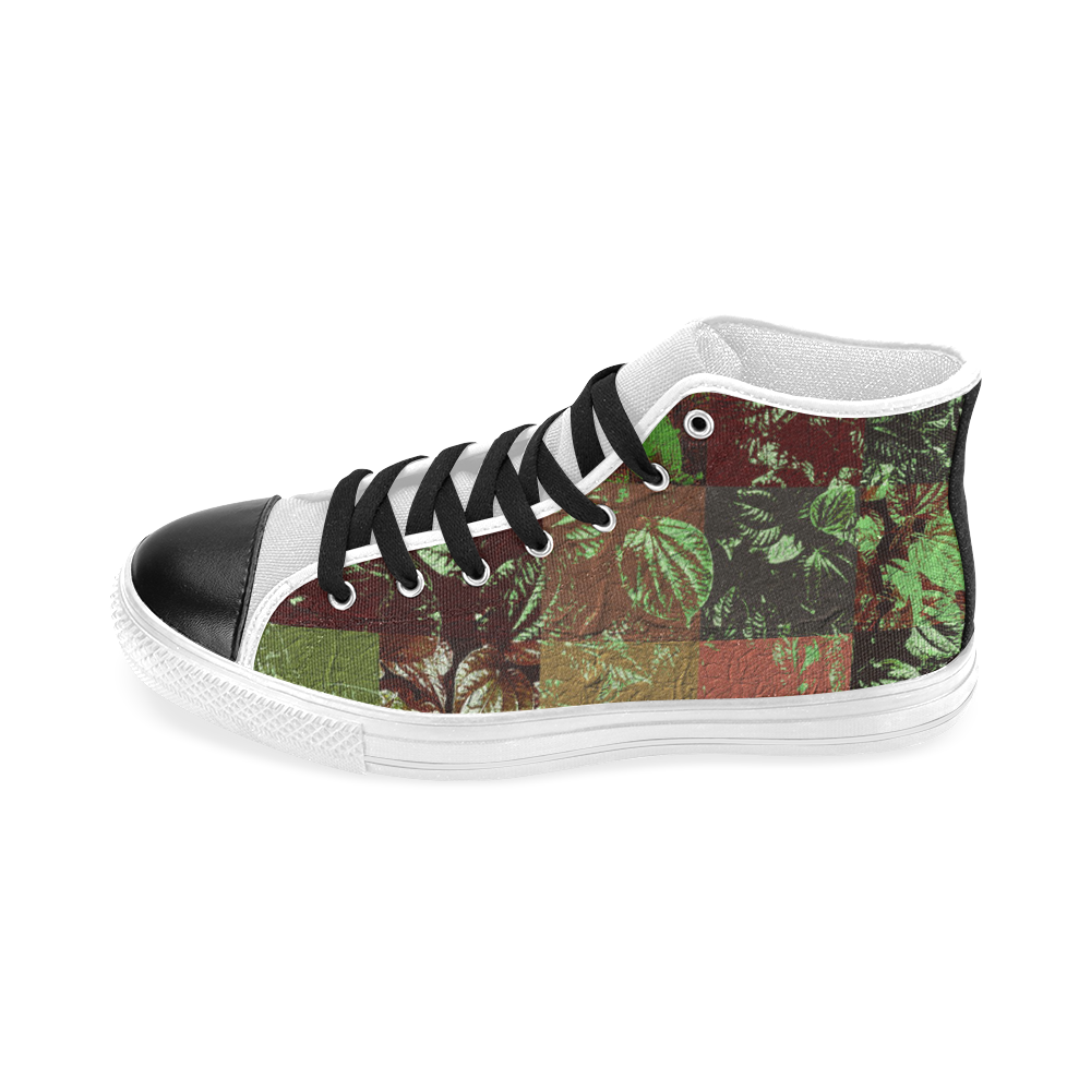 Foliage Patchwork #4 - Jera Nour Men’s Classic High Top Canvas Shoes (Model 017)