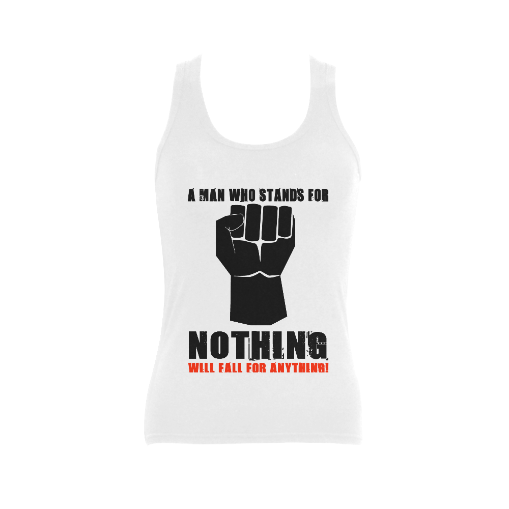 A MAN WHO STANDS FOR NOTHING Women's Shoulder-Free Tank Top (Model T35)