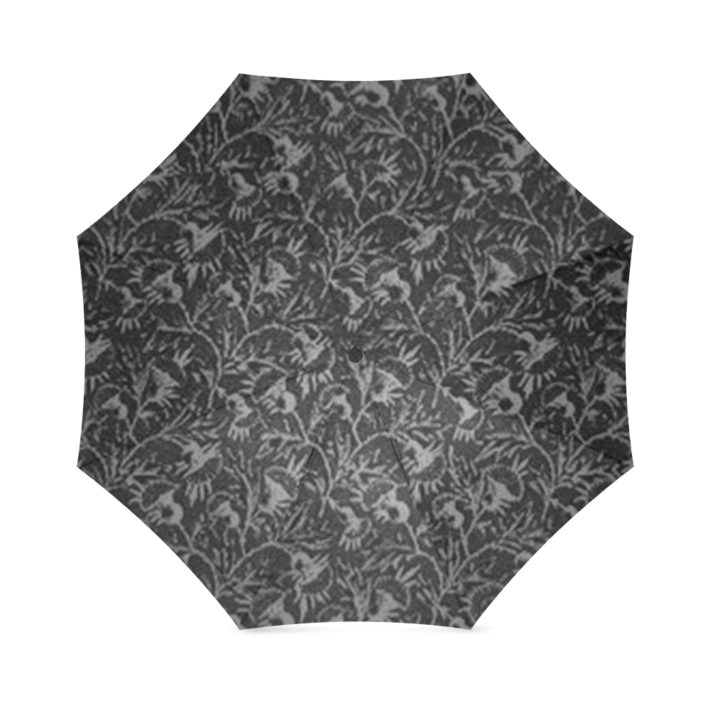 Vintage Floral Charcoal Black Foldable Umbrella (Model U01)
