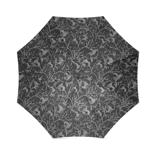 Vintage Floral Charcoal Black Foldable Umbrella (Model U01)