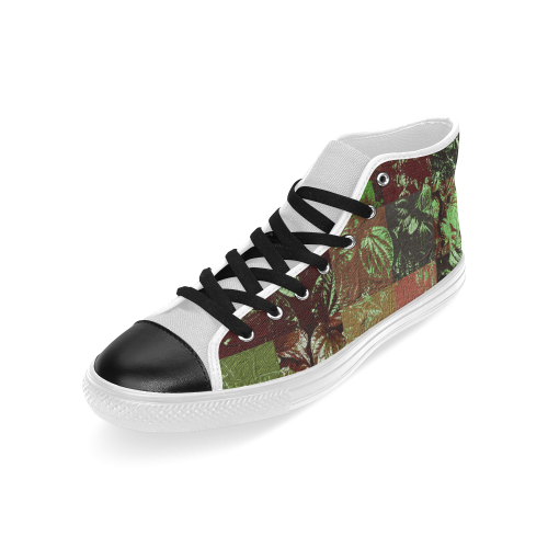 Foliage Patchwork #4 - Jera Nour Men’s Classic High Top Canvas Shoes (Model 017)