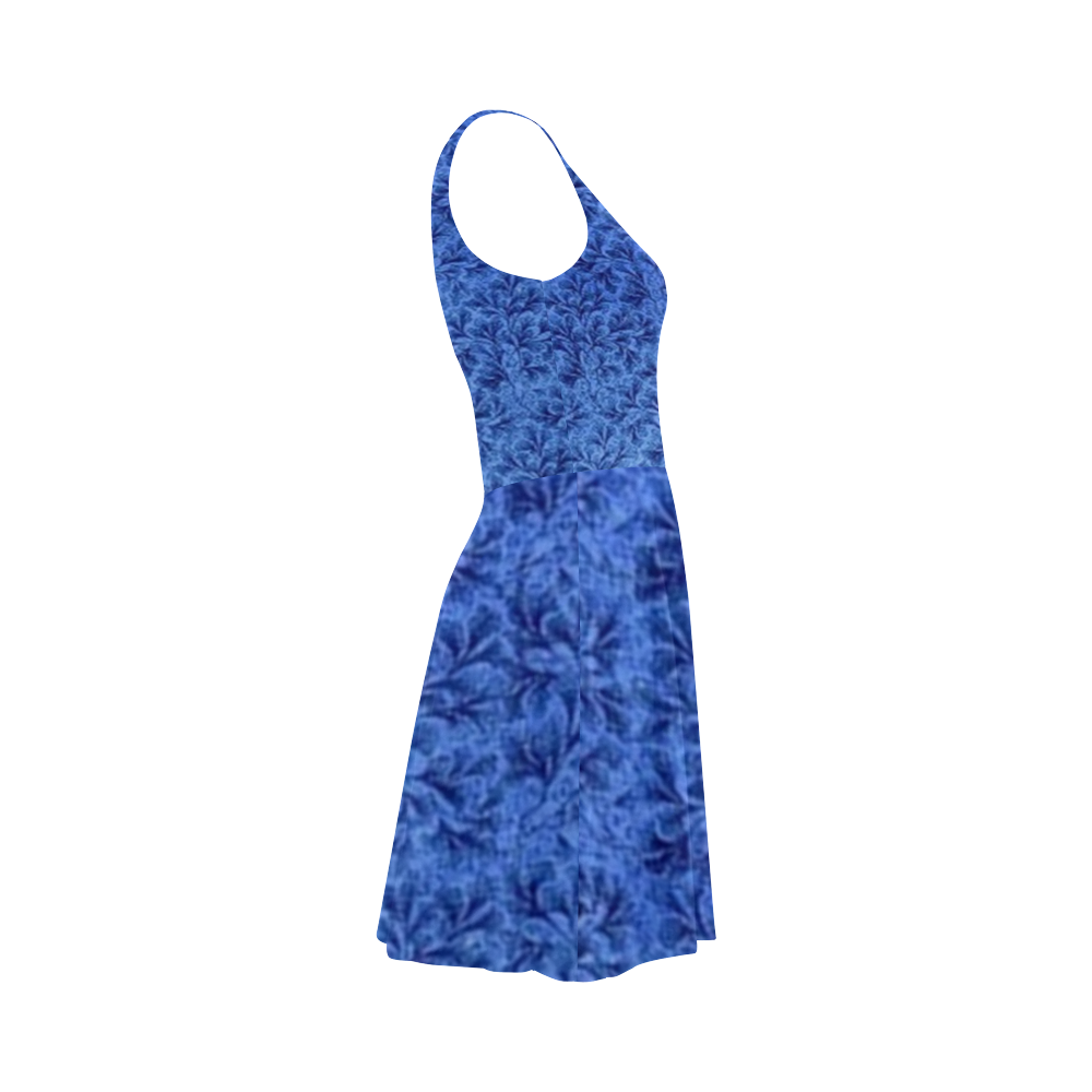 Vintage Floral Lace Leaf Sapphire Blue Atalanta Sundress (Model D04)