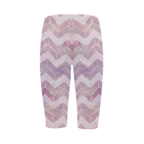 Chevron with watercolors Hestia Cropped Leggings (Model L03)