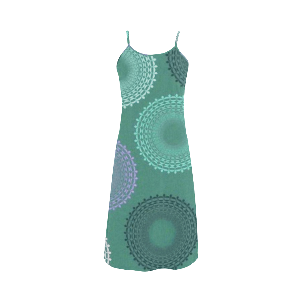 Teal Sea Foam Green Lace Doily Alcestis Slip Dress (Model D05)