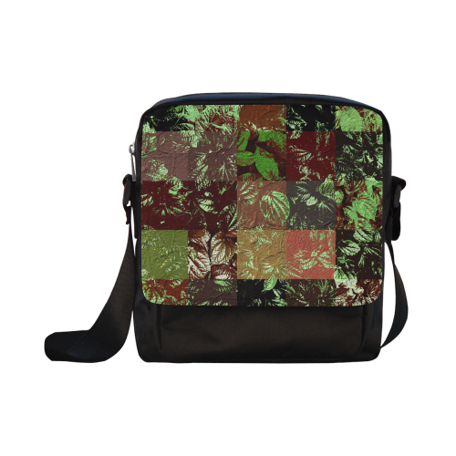 Foliage Patchwork #4 Black - Jera Nour Crossbody Nylon Bags (Model 1633)