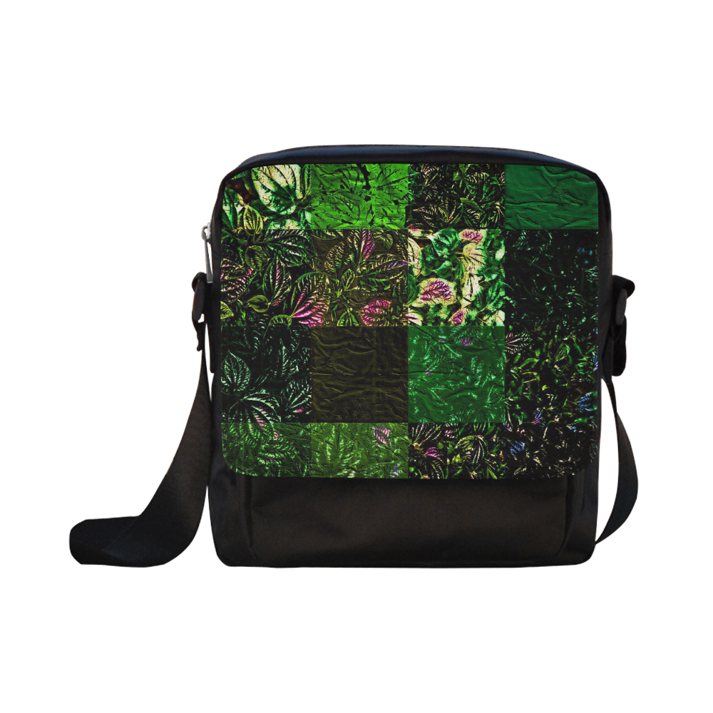 Foliage Patchwork #1 Black - Jera Nour Crossbody Nylon Bags (Model 1633)