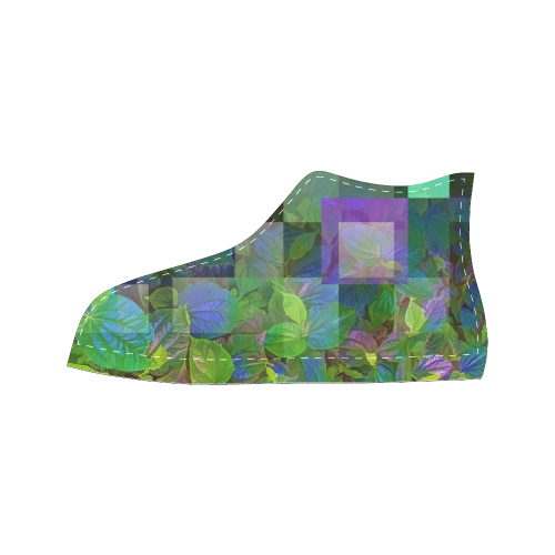 Foliage Patchwork #10 - Jera Nour Men’s Classic High Top Canvas Shoes (Model 017)