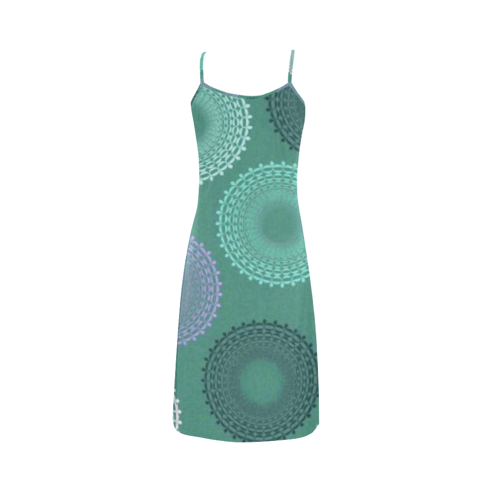 Teal Sea Foam Green Lace Doily Alcestis Slip Dress (Model D05)