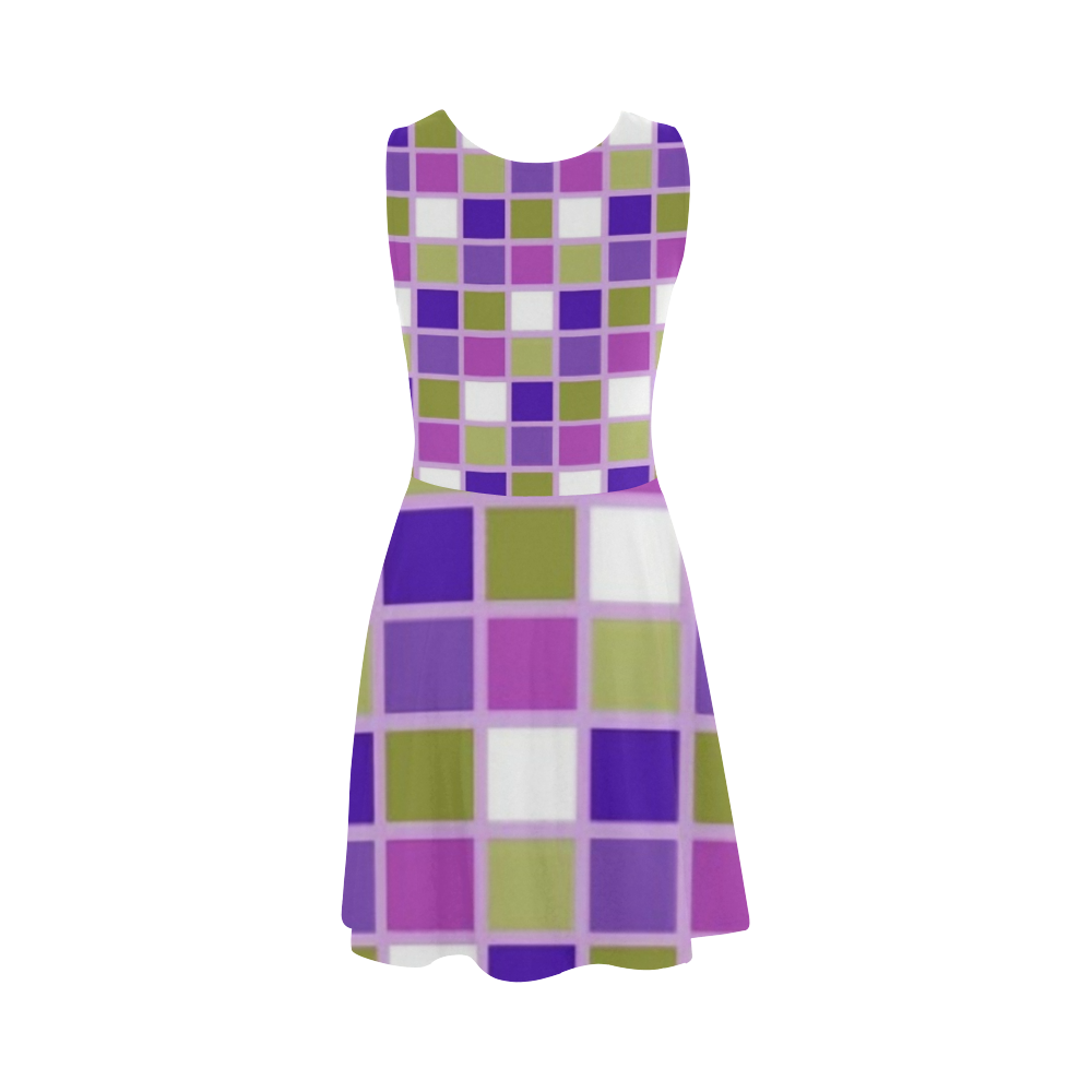 Harlequin Sage Green Lavender Purple Color Tiles Atalanta Sundress (Model D04)