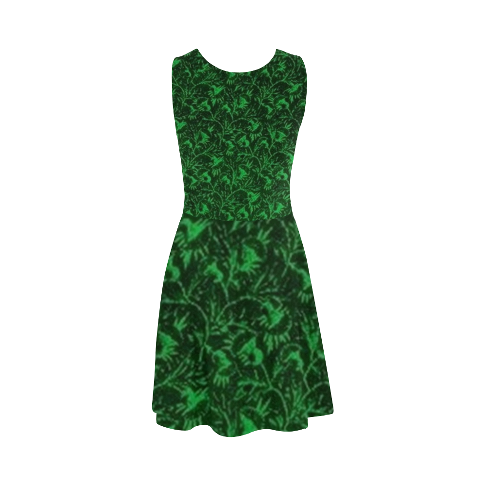 Vintage Floral Emerald Green Flowers Atalanta Sundress (Model D04)