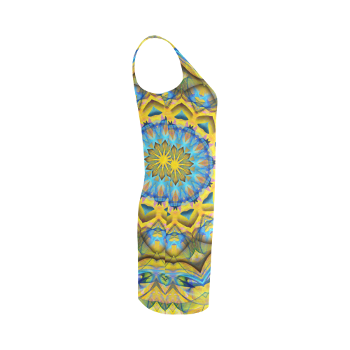 Blue Sky Golden Cornfield mandala abstract art Medea Vest Dress (Model D06)