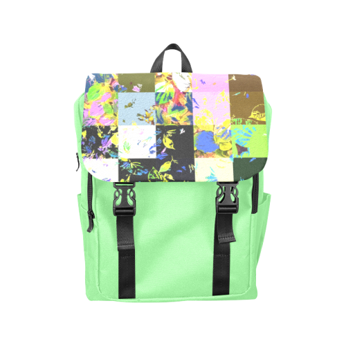 Foliage Patchwork #3 Light Green- Jera Nour Casual Shoulders Backpack (Model 1623)