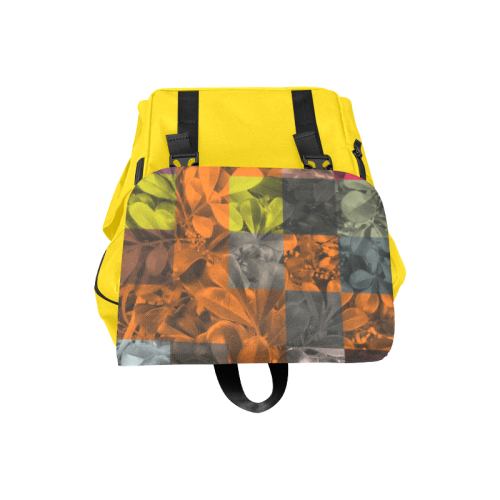 Foliage Patchwork #9 Yellow - Jera Nour Casual Shoulders Backpack (Model 1623)