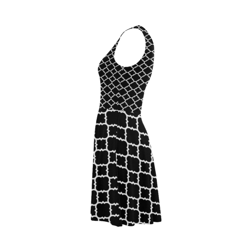 black white quatrefoil classic pattern Atalanta Sundress (Model D04)