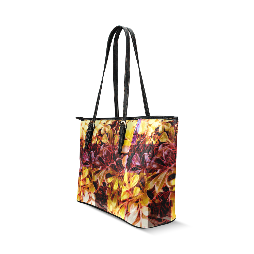 Foliage Patchwork #11 - Jera Nour Leather Tote Bag/Large (Model 1640)