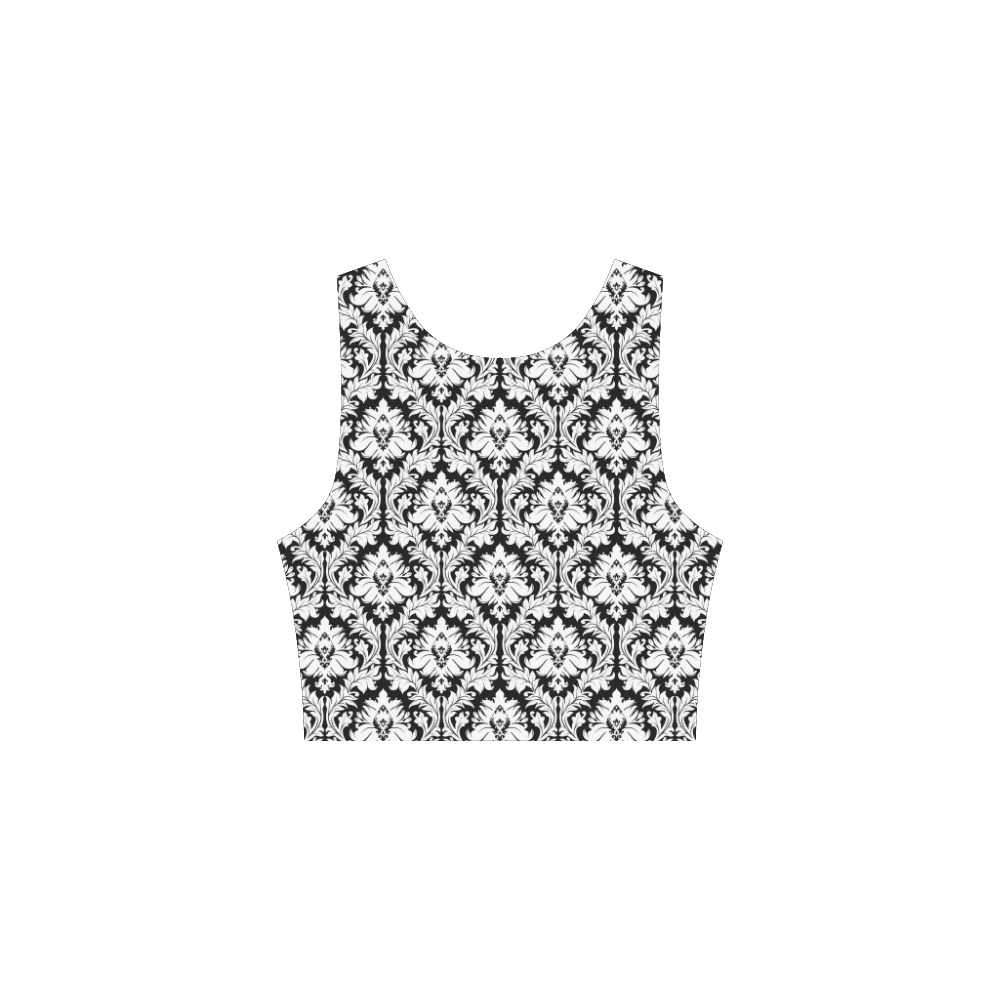 damask pattern black and white Atalanta Sundress (Model D04)