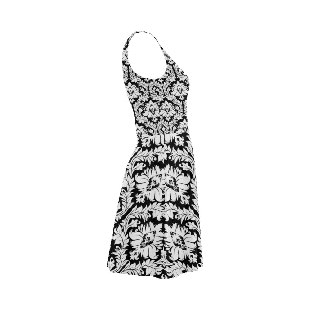 damask pattern black and white Atalanta Sundress (Model D04)