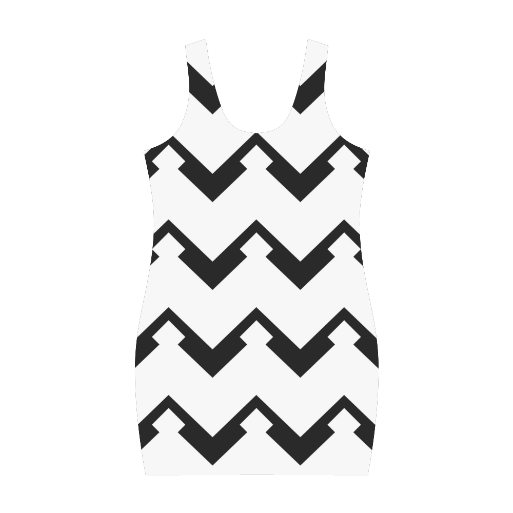 Chevron black and white  1 Medea Vest Dress (Model D06)