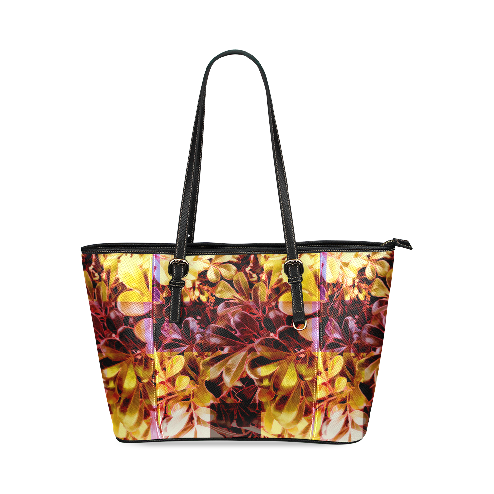 Foliage Patchwork #11 - Jera Nour Leather Tote Bag/Large (Model 1640)