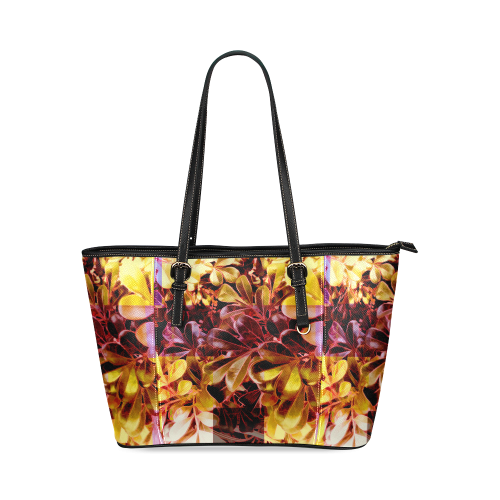 Foliage Patchwork #11 - Jera Nour Leather Tote Bag/Large (Model 1640)